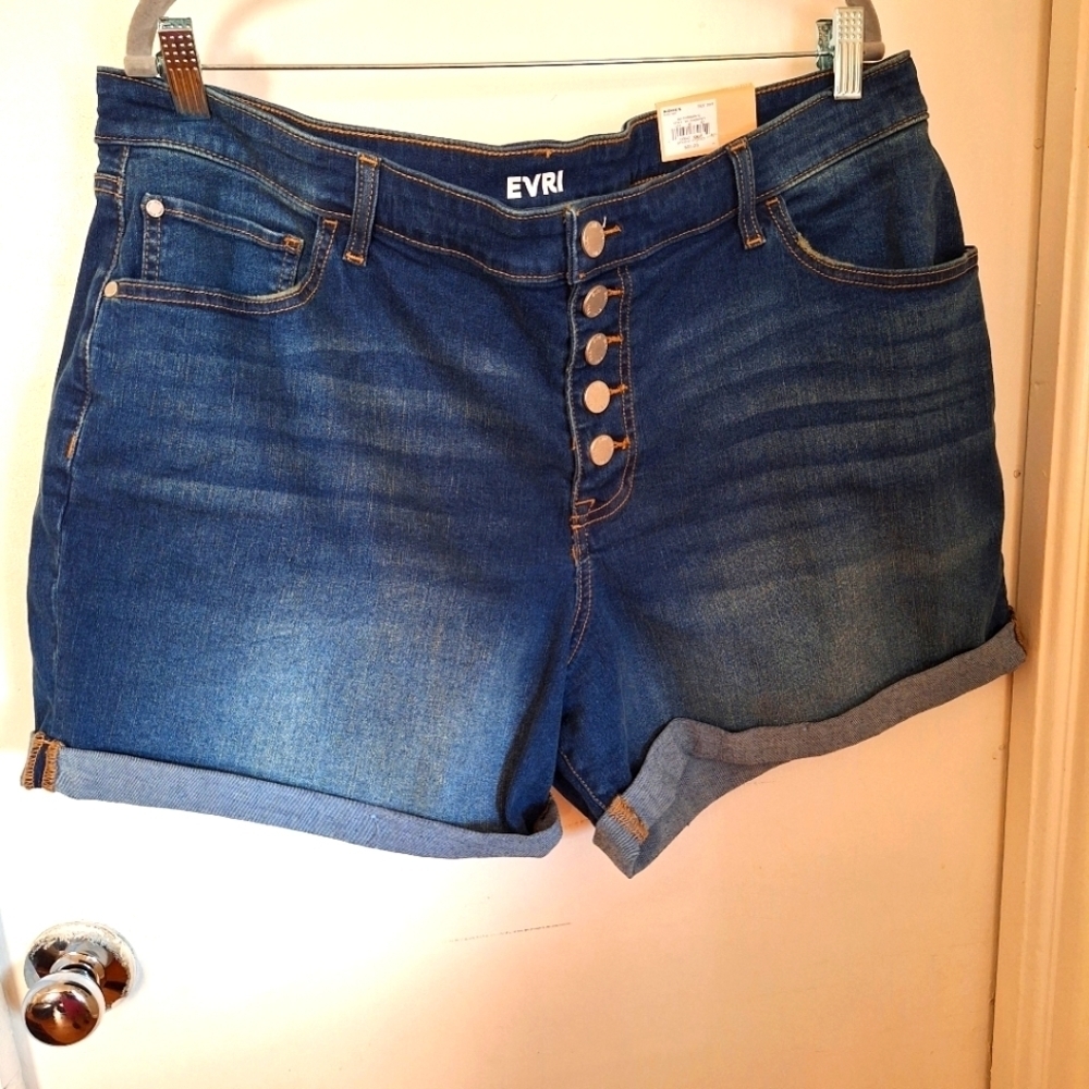EVRI Blue 20W Short Plus Size Denim Shorts